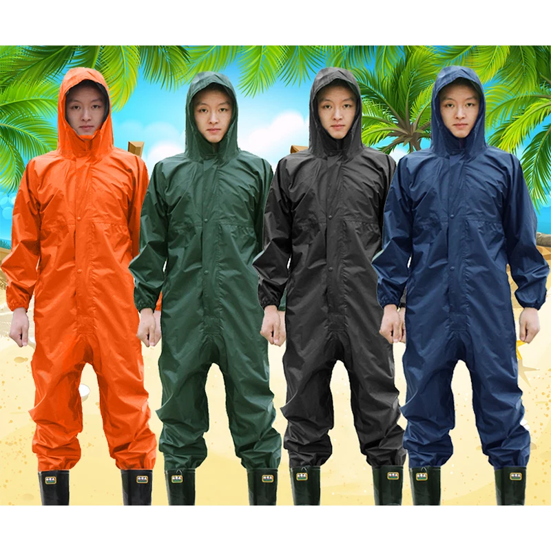 Working-Coveralls Waterproof Hooded Raincoat Overalls Anti-Oily Dust-Proof Paint Spray-Clothing Hood Protective Work-Clothes - Image 3
