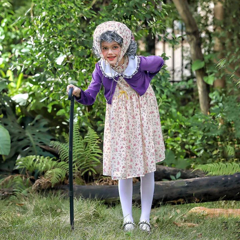 Alternative view of Carnival Children's Clothing School 100 Days Grandma Suit Funny Dress Cos Old Woman Clothing Floral Skirt