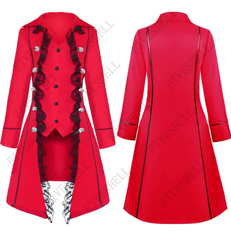 Halloween Cosplay Costumes Medieval Victorian Women Outwear Steampunk Gothic Tailcoat Button Retro Lace Long Pirate Jackets Coat - Image 4