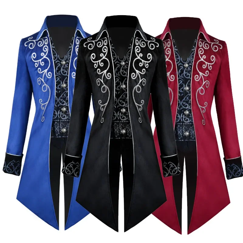 Alternative view of Halloween Men Steampunk Gothic Victorian Jacket Vintage Velvet Tailcoat Medieval Frock Coat Uniform Renaissance Costume Homme