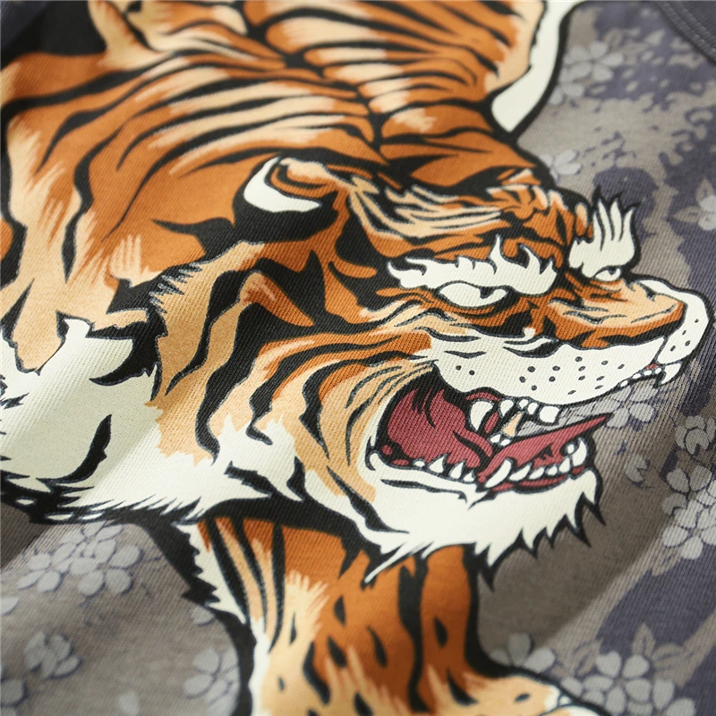 Japanese Style Tiger Dragon Print T Shirt Fashion Vintage Streetwear Hipster Tshirt Men Casual Short Sleeve T-Shirt Clothing - Image 5