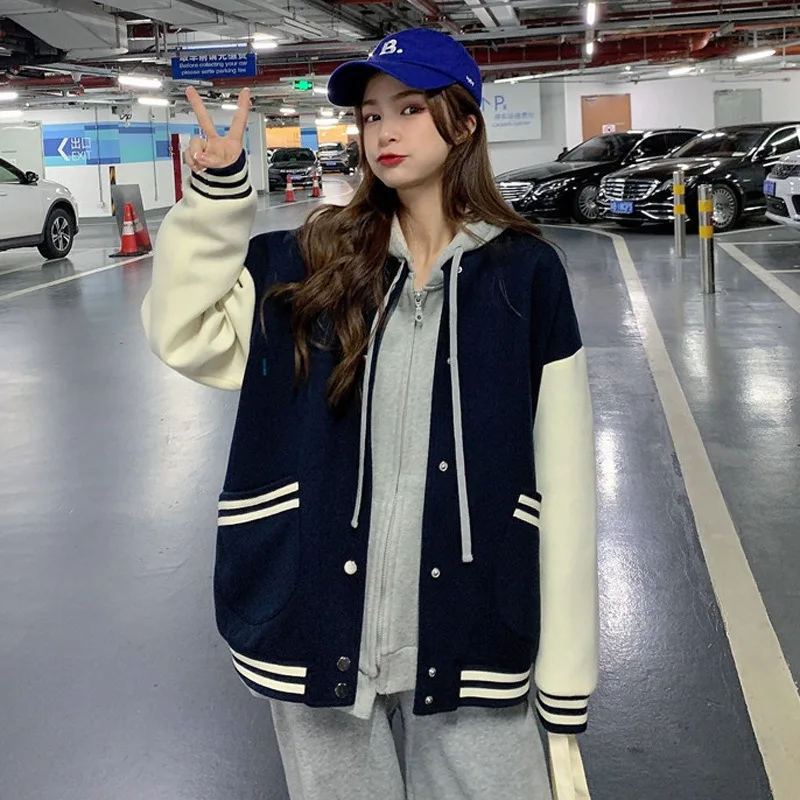 Alternative view of New Autumn and Winter Loose Padded Baseball Jacket Female Hundred Original Hostile Wind Jacket Maillard Style Jacket Woman