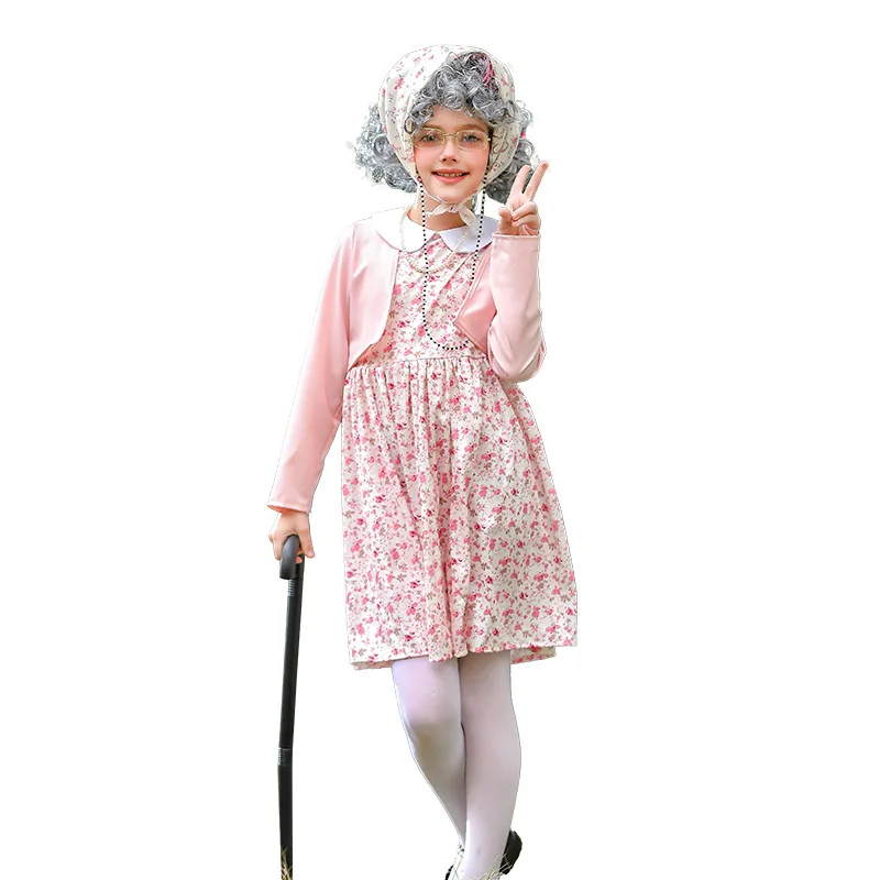Carnival Children's Clothing Floral Skirt 100 Days Of School Grandma Suit Funny Dress Cos Old Woman Clothing - Image 4