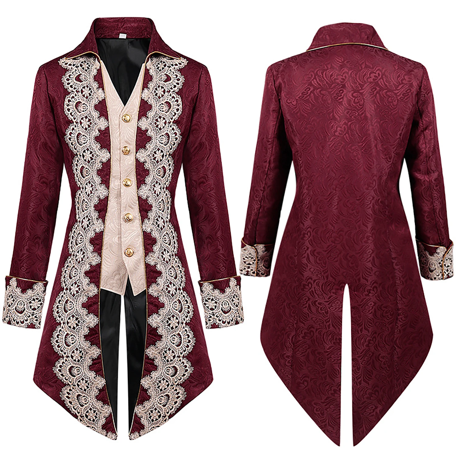 Medieval Christmas vintage costume, Victorian uniform, Halloween costume, tailcoat Renaissance Jacquard Coat