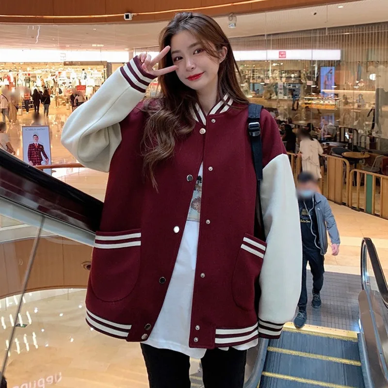 New Autumn and Winter Loose Padded Baseball Jacket Female Hundred Original Hostile Wind Jacket Maillard Style Jacket Woman